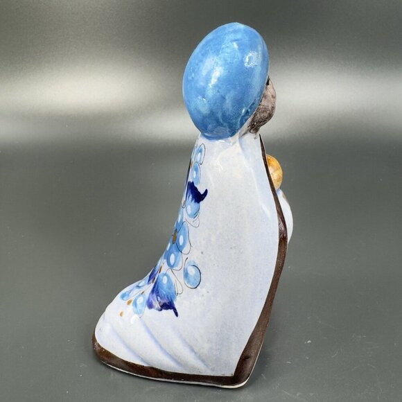 Vintage Mexican Pottery Hand Painted Blue Tonala Nativity Figurine Wise Men King - Picture 2 of 8